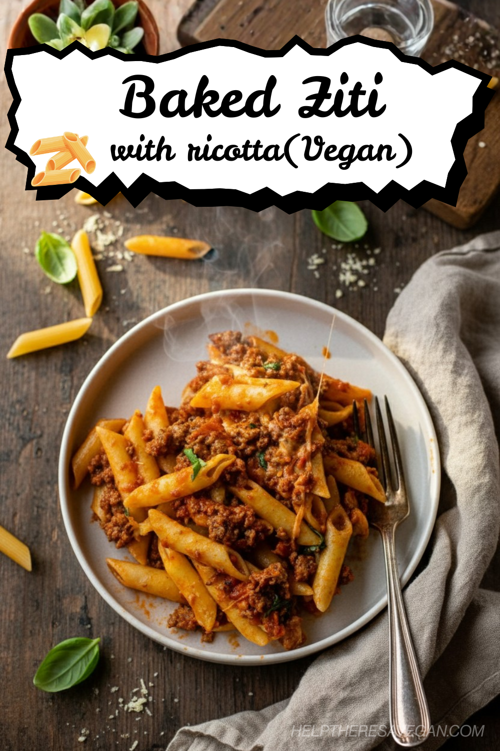 vegan baked ziti with ricotta